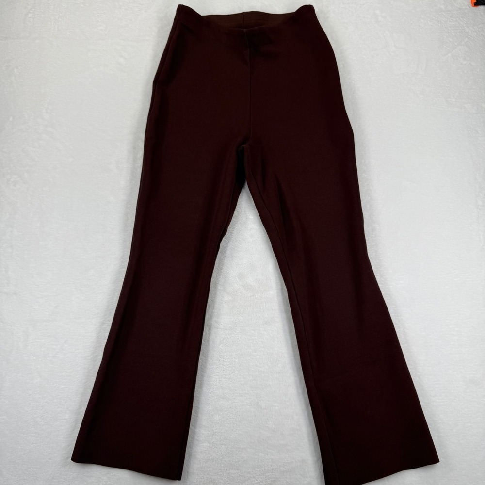 Tuckernuck Womens Medium Chocolate Brown Flare Leg Knit Pants High Rise Elastic